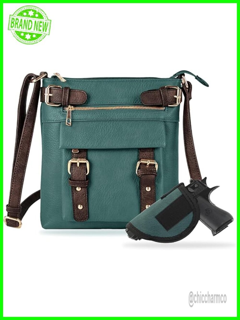 Concealed Carry Crossbody Bag with Lock and Key Faux Leather